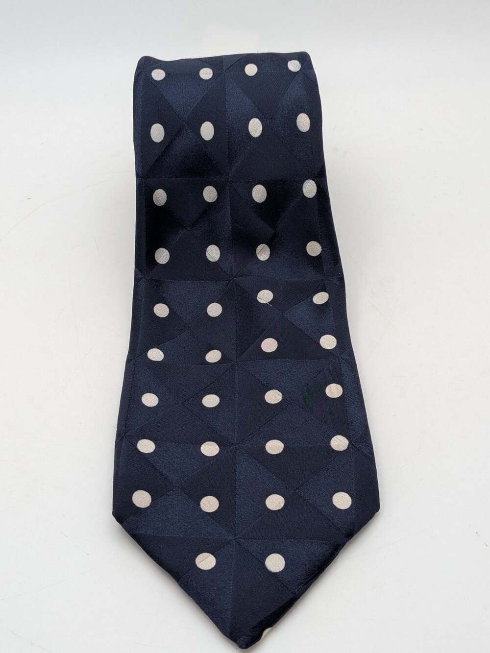 Gianni Versace Couture Silk Necktie Navy Polka Dot